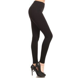 Thick Solid Basic Leggings (One Size Regular,Black)